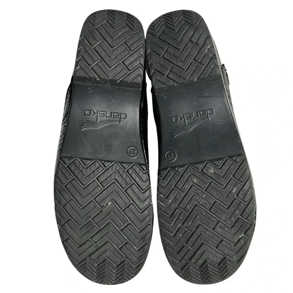 Dansko Mosaic Women’s Black Gray Patent Leather Slip On Clogs Shoes Size 8.5-9 - Picture 9 of 11